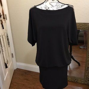 WH/BM Black dress with Beading on Shoulder NWT